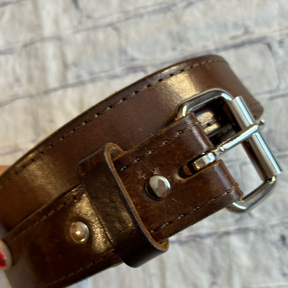 VINTAGE CB CHUNKY BROWN DISTRESSED RUGGED WITH SILVER ROLL BUCKLE MENS SIZE 42